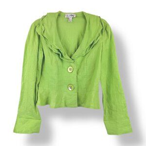 Vintage | Joseph Ribkoff | 6 | Ruffled Collar Blazer | Green | Y2K | Feminine